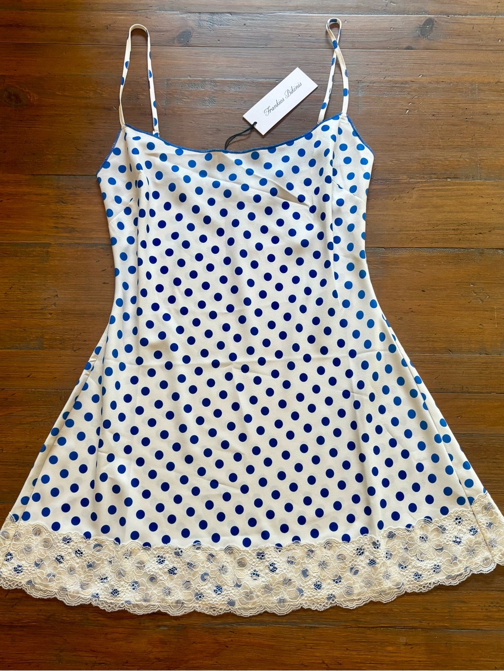 NWT Frankie’s bikinis Delaney polka dot mini dress